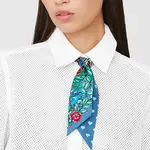 Шёлковый платок HERMES синий/жёлтый - фото 2