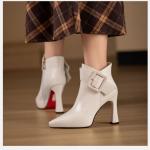 Женские сапоги на каблуке SWZEC, White - фото 3