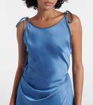 Платье макси из атласа с драпировкой Acne Studios, Sky Blue - фото 4