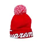 Шапка-бини Supreme x New Era Script, красная - фото