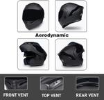 Шлем мотоциклетный BYGMWEP с двумя козырьками, черный / красный - фото 2