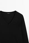 Джемпер Massimo Dutti LONG SLEEVES WITH V-NECK, Black - фото 7