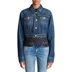 BALMAIN Короткая потертая джинсовая куртка, Blue - фото 4
