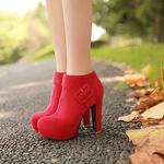 Ботинки Suede Inner Platform Buckle high Heel Barefoot Boots Yundiannao, Red - фото 3