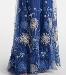 Платье с цветочной вышивкой Costarellos, синий - фото 5