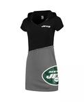 Женское черное, серое мини-платье New York Jets с капюшоном Refried Apparel - фото