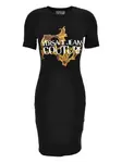 Платье миди с логотипом Versace Jeans Couture, черный - фото