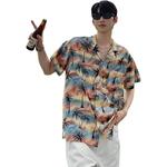 ZIAREL Рубашка Unisex Multicolor Lapel Moderate Hawaii - фото