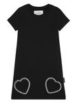 Хлопковое платье с кристаллами в форме сердечек Philipp Plein, черный - фото