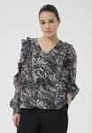 Блуза Kaffe Blouse, Black/Grey Abstract Graphic/Black - фото