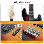 Электрогитара Glarry Sunset GJazz с басом, черная накладка - фото 4