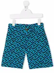 Шорты с принтом La Greca Versace Kids, синий - фото