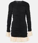 Мини-платье с рюшами Rotate, Black Comb - фото