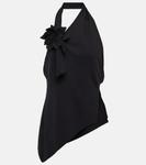 Топ с цветочной аппликацией и вырезом халтер COPERNI, черный - фото