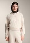 Худи OYSHO RIB WITH DRAWSTRING HOOD AND FITTED WAIST, Stone - фото