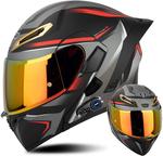 Шлем Esrada Bluetooth, серый / черный / красный - фото