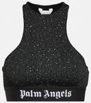 Бюстгальтер с принтом логотипа PALM ANGELS, черный - фото