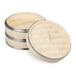 Бамбуковая пароварка, 2 уровня. Relaxdays, коричневый - фото