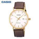 Часы CASIO Waterproof Quartz White DialBrown Strap Mens WhiteBrown Analog, белый - фото 2