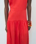 Женское длинное платье с присборенным подолом MANGO, Intense Red - фото 4