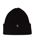 Шапка с монограммой в рубчик Calvin Klein, черный - фото