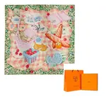 HERMES Шёлковый шарф, Green/Yellow/Light Purple - фото