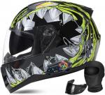 Шлем Halying для мотоцикла, черный / зеленый / серый - фото