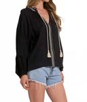 Бохо-топик с кисточками в черном цвете ELAN - фото 3