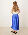 Юбка миди из атласа YAS ослепительно-синего цвета - фото 4