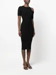 Платье миди в рубчик с вырезом AERON, черный - фото 3