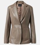 Кожаный однобортный пиджак Joseph, Mushroom - фото