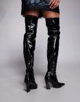 Черные сапоги выше колена ASOS DESIGN Keeper с острым носком - фото 4
