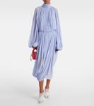 Платье миди из шелкового крепона со сборками Stella McCartney, Periwinkle - фото 2