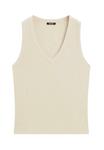Футболка Massimo Dutti RIBBED V-NECK WITH THICK STRAPS, Beige - фото 5