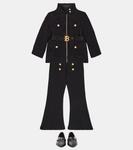 Пальто с логотипом и поясом Balmain Kids, черный - фото 2