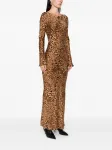 Платье с длинными рукавами и леопардовым принтом TWINSET, коричневый - фото 3