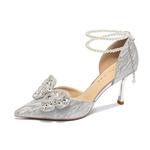 Ainer-cat Ainer cat Slim Heel High Heels 8cm Women's Silver - фото 3