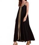 Летнее макси-платье в черно-бежевую полоску MIOU MUSE - фото 2