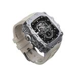 Akkerds Часы Apple Alloy Case Material Ultra2/1 Generation, Black case with black medium frame Sky blue fluoroelastomer single-hand buckle strap - фото 4