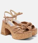 Босоножки на платформе из кожи Heloise 95 Jimmy Choo, Biscuit - фото