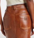 Кожаная юбка миди Miu Miu, Brandy - фото 5