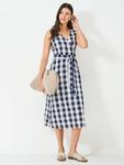 Платье-кимоно Jenny Gingham Crew Clothing, Navy Blue - фото