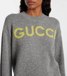 Шерстяной свитер с логотипом Gucci, Taupe/Pink - фото 4