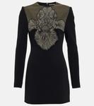 Мини-платье с деталями из макраме David Koma, черный - фото