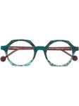 L.A. EYEWORKS очки Quinto в геометричной оправе, зеленый - фото