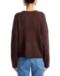 Свитер с ребристой вязкой «одеяло» Elan, коричневый - фото 3