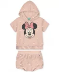 Детский комплект для девочки: толстовка с капюшоном и шорты Minnie Mouse, 2 предмета Disney, розовый - фото