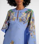 Шелковое платье с цветочным узором пейсли Etro, Print On Blue Base - фото 4