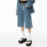 Шорты джинсовые до колена Alexander Wang, темно-синие - фото 4