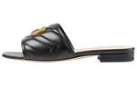 Сандалии GUCCI Double G Slide Sandal Black Leather - фото
